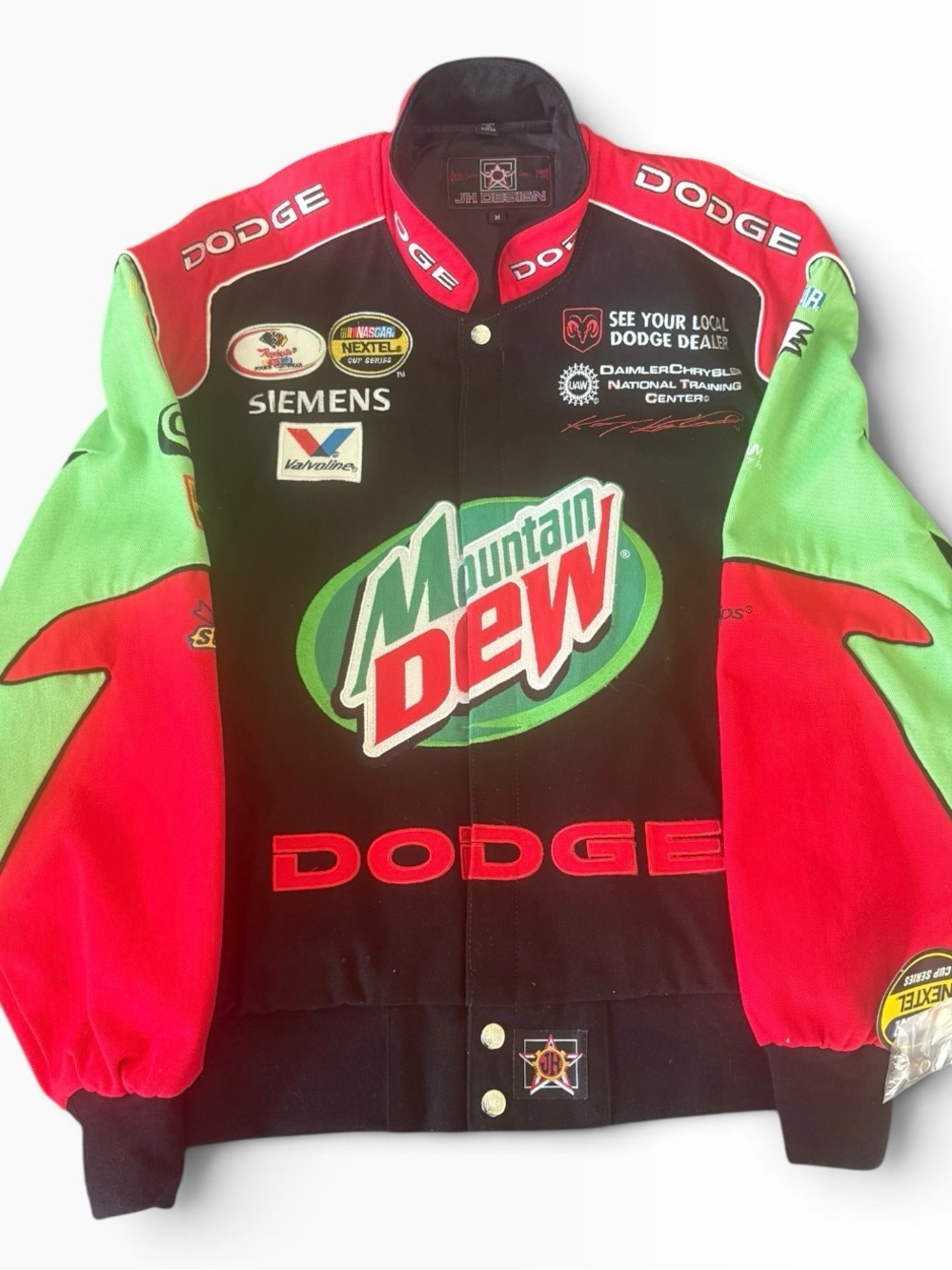 Vintage Kasey Kahne #9 JH Design Mountain Dew Dodge NASCAR Jacket L - Picture 2 of 11